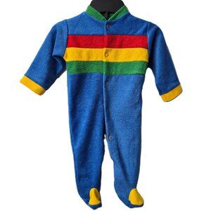 Vintage Terrycloth Footed Bodysuit 6 9 months Baby Rainbow Stripe Retro USA 80s
